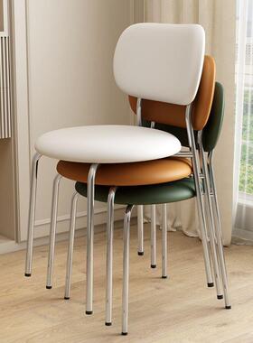 北欧简约现代靠背椅家用餐椅轻奢中古奶油风椅子奶茶店餐桌休闲椅