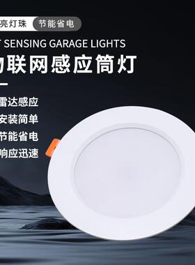 物联网筒灯嵌入式微波雷达感应天花孔灯人体红外感应筒灯led