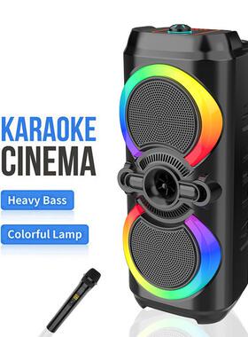 ZQS8285XW双8寸无线音响户外大功率炫彩灯广场舞无线咪高音大音箱