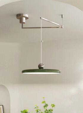 飞碟可移位摇臂餐厅吊灯2023新款奶油风餐桌灯LED简约现代吧台灯