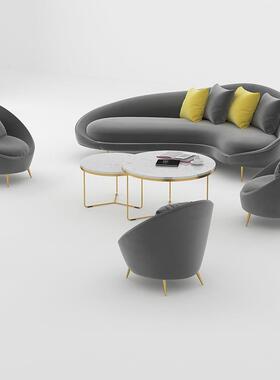 北欧简约布艺沙发组合办公室接待沙发客厅多人会客休闲懒人沙发椅