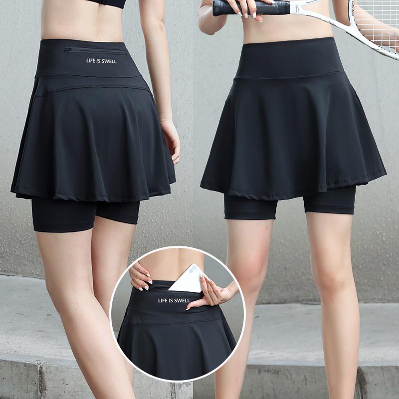 夏季女速干防走光半身短裙裤大码运动健身瑜伽跑步专用五分短裤裙