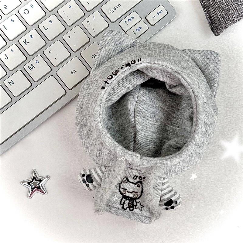 10cm灰色奶酷猫耳连帽卫衣10cm娃娃娃衣衣服公仔卫衣替换玩偶配饰