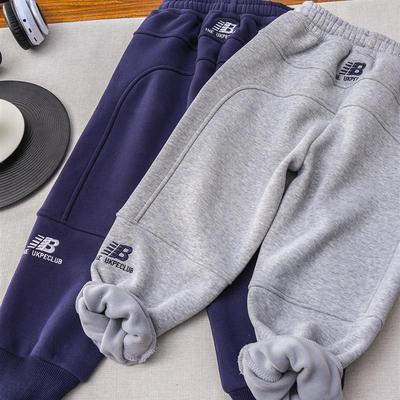 男童加绒裤子秋冬季2025新款儿童保暖卫裤中大童加厚休闲运动裤