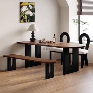 法式接中饭古实木岛台餐桌家用小型桌MKT靠墙半圆形餐户台洽谈待