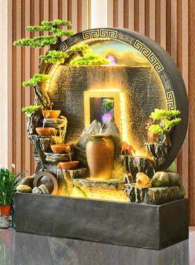 水幕墙水IXJ流外屏风办公室内隔断玄关假山背景院喷泉庭景观装饰