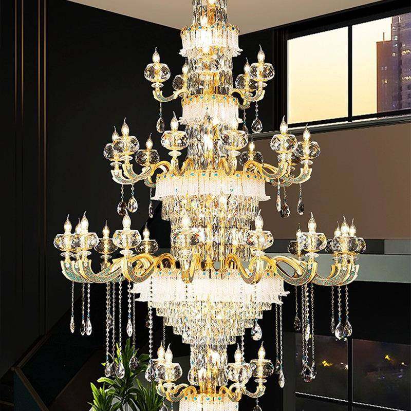 欧式吊灯档k9水厅晶新款369奢华大气客厅餐大别墅酒店堂多高层灯