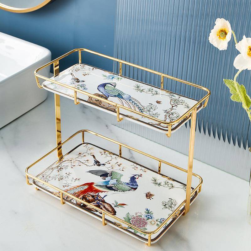 卫生间所浴室厕奢轻桌面梳化妆用品洗手脸YJZ洗台漱面置物架收纳