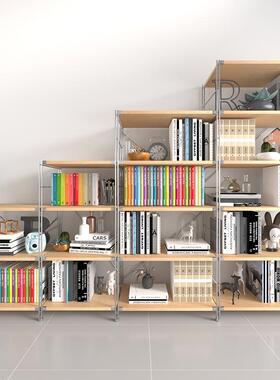 落地木书架日式置物架简约CAM展收纳示架书房多层钢物架阳台储物