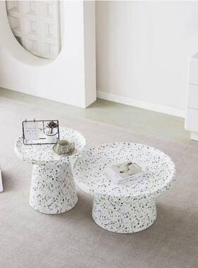 奶油风公寓茶客厅ZCE家用几民户型简约现代铁艺圆形马提小尼宿茶