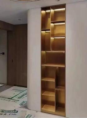 极窄属边金板书柜电视壁龛嵌入式简客厅开展放示柜OXV不锈钢钢板