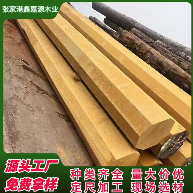 非洲黄花梨规格料 黄花梨室内装修 巴蒂原木户外防腐木车圆柱子料