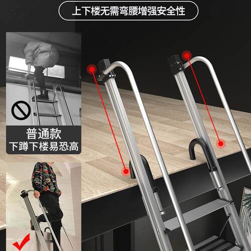 阁楼梯家用伸梯缩无品牌/子室内可折叠外宽踏板铝合楼金扶新款