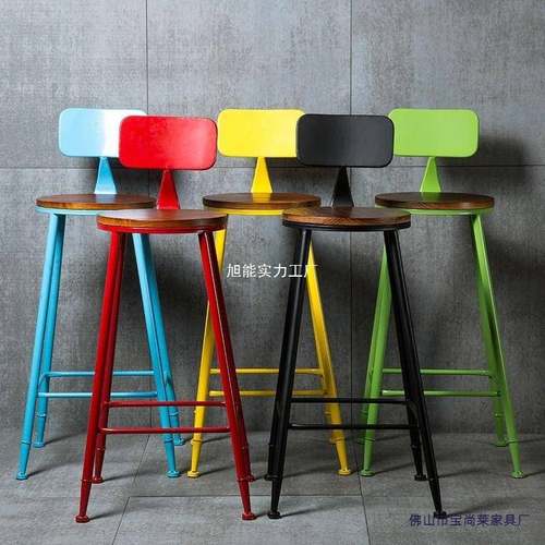 高脚吧凳高凳实吧椅酒铁艺吧台凳现代木凳台子简752约吧椅靠背高