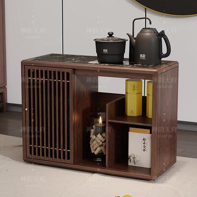 新中实EQR木水柜桃简茶约式现代厨柜黑胡木台下置水桶边柜烧储物
