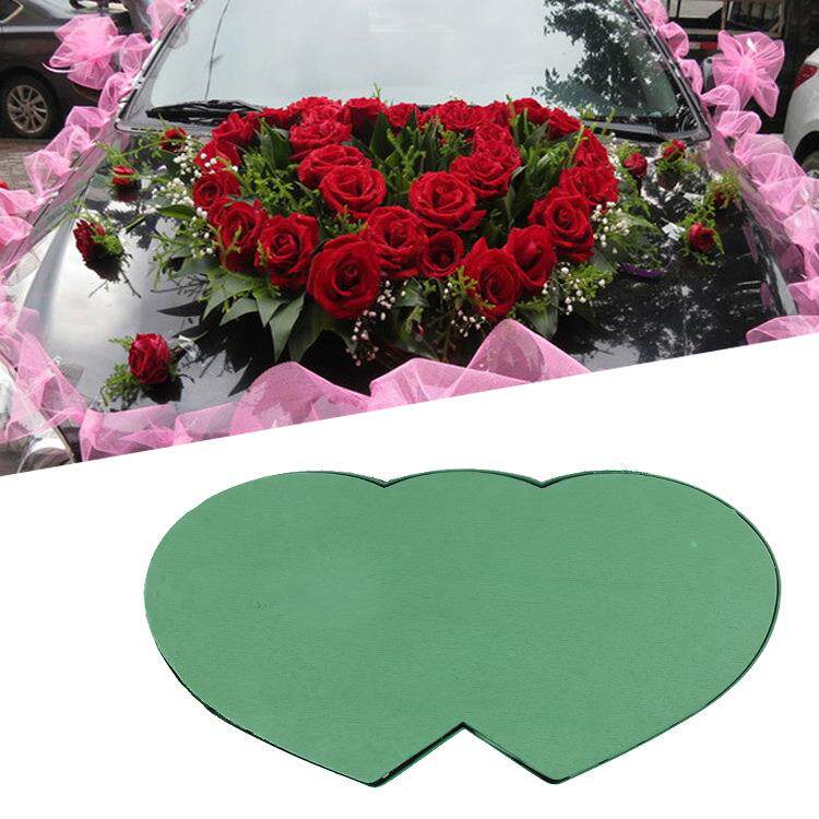 带鲜花泥双心大其号吸盘婚用庆品婚车头装饰花吸桃心花店盘YPM他