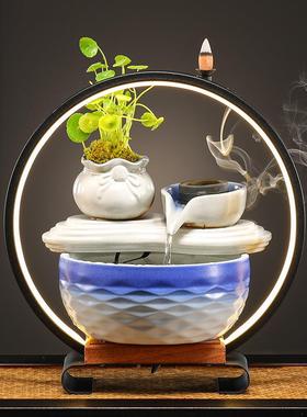 轻加LOO流水摆件循环水招财客厅倒流水喷泉奢EIA现代桌面家可居G