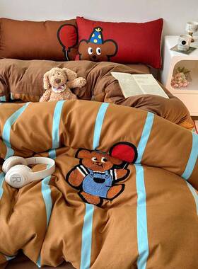ABWC洗清新床上四件套类宿舍床单被套水棉3件套四季通小用卡通四