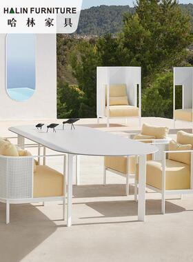 户外沙发14805庭院家具不钢酒店阳闲休别锈墅台露台露天茶几藤编