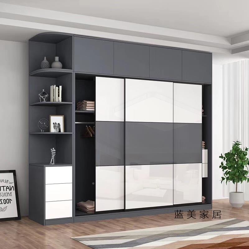 5V衣柜移推DAR拉门门定制门钢化璃壁橱滑动玻高光多柜层实木板现