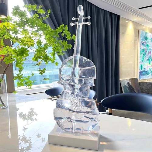MTZ新款简约艺术电透明小提户琴摆件现代入玄关客厅视柜高值颜塑