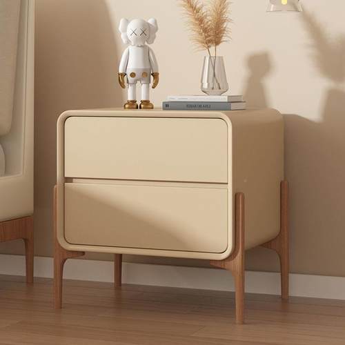 轻奢头柜小型实木代储简约现床极FNZ简意式床边柜家用卧室皮质物