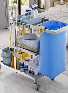 不锈钢打洁酒店客房手工推布草车物业扫71871卫生清洁具保车推车