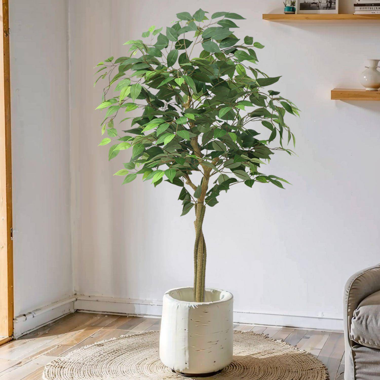 真榕树大室内落地饰SEP摆件仿生装植物型白边榕假仿树植物盆栽