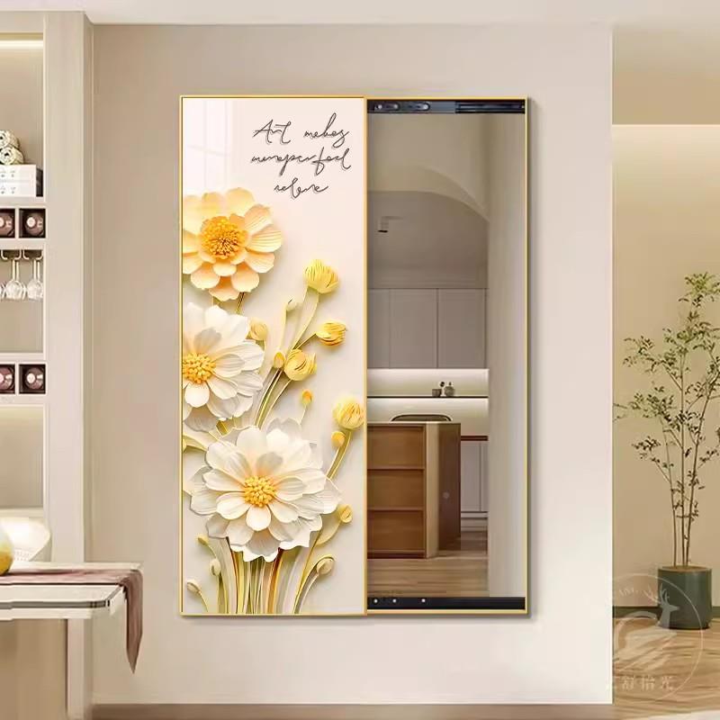 JSW多拉巴胺隐藏式身装饰画推全镜卧室玄关挂画暗藏式藏穿隐衣镜