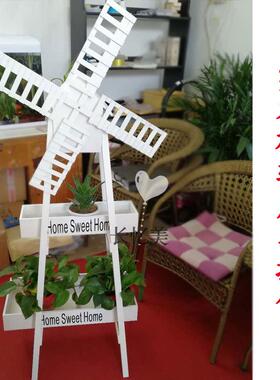 实HXJ外木复古旋转迎风车田园置物花架户婚礼宾装饰花器件摆婚庆