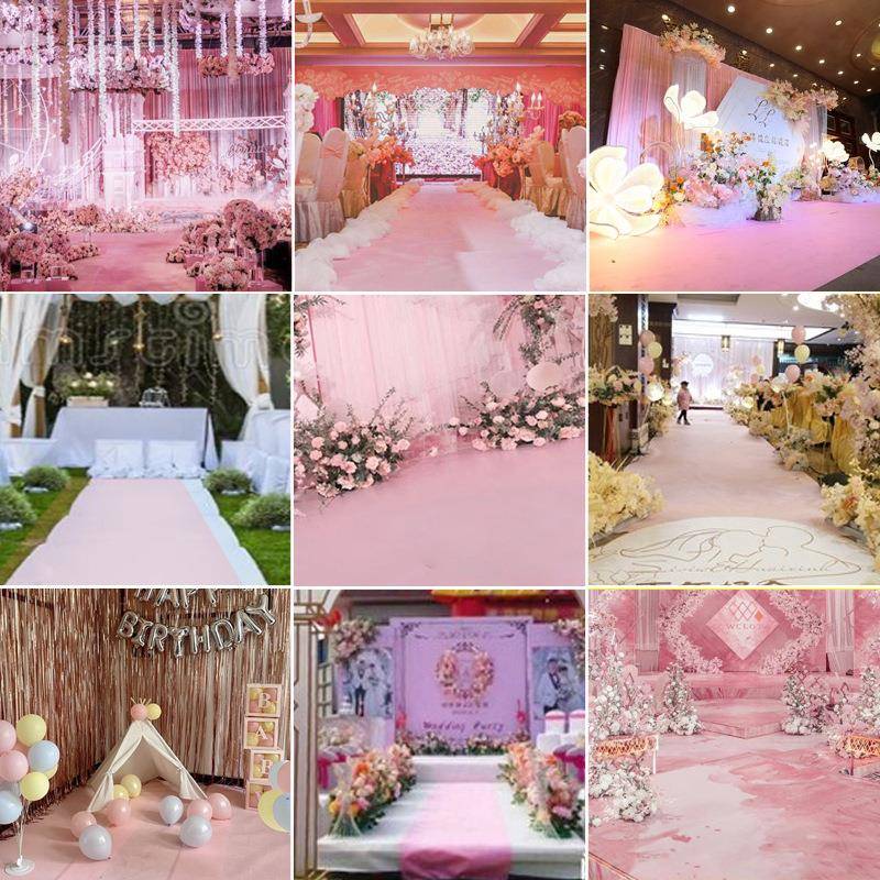 A6L粉会色红地毯婚庆铺大面积舞台展加厚玫红T台全F76T97T5满铺红