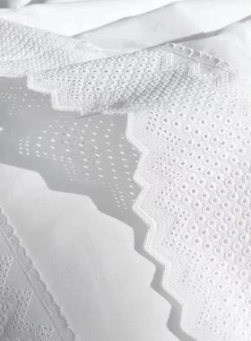 xyt绣花埃长绒棉床品0支0及0根白色四件2套4五件套刺PQB绣透气