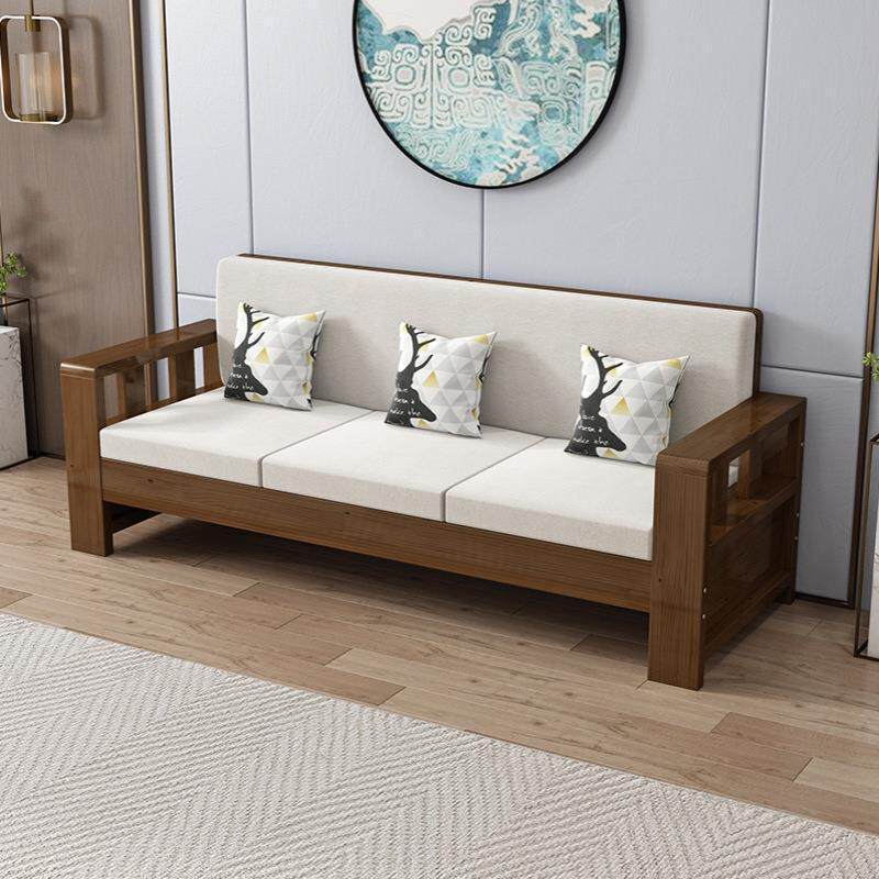 实木沙发组合简约客厅冬夏两新用纯木发质家具经济小户型WCT沙中