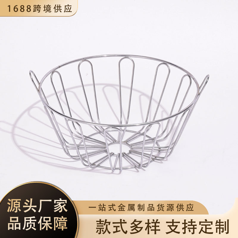 跨境北欧简约面包篮客厅茶几镂空水果篮家用多功能铁艺收纳篮批发