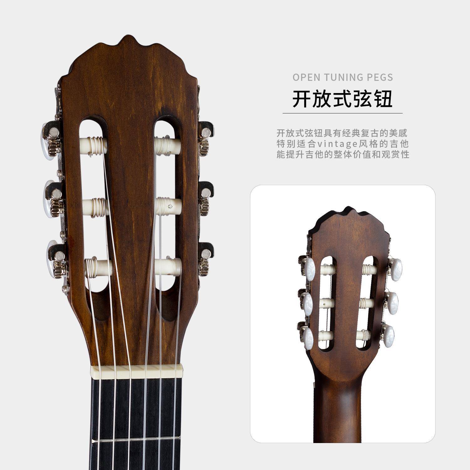 39寸古典吉他云杉木哑光古典吉他guitar成人演奏级吉它乐器