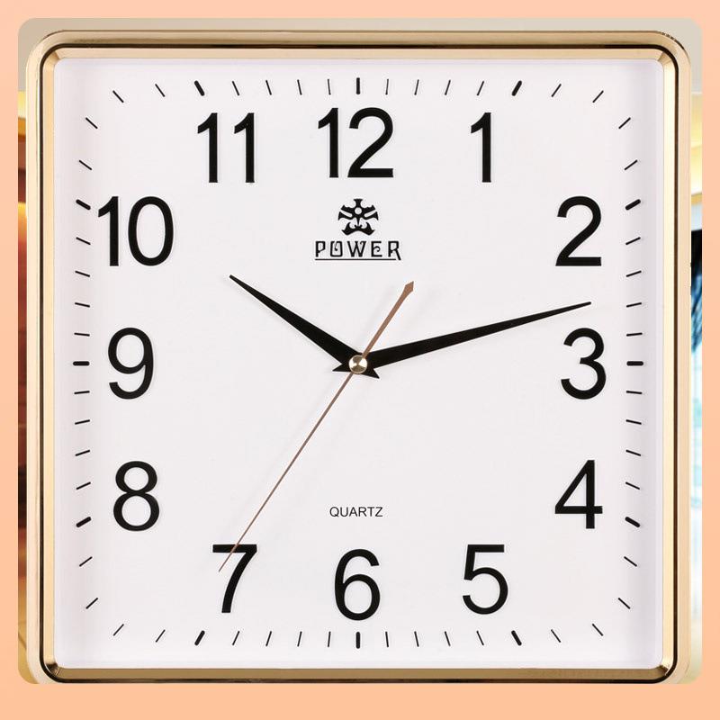 ¢石英挂钟经客厅方简Fh(@v$%p形12寸静挂表居家时尚约典音时