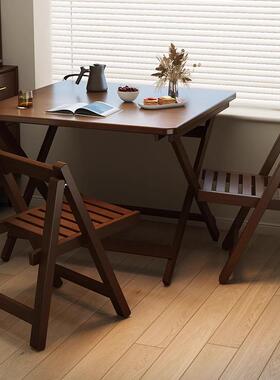 *可折餐叠桌吃家用实木四正方桌子长方形简饭ltao1007桌折叠易桌