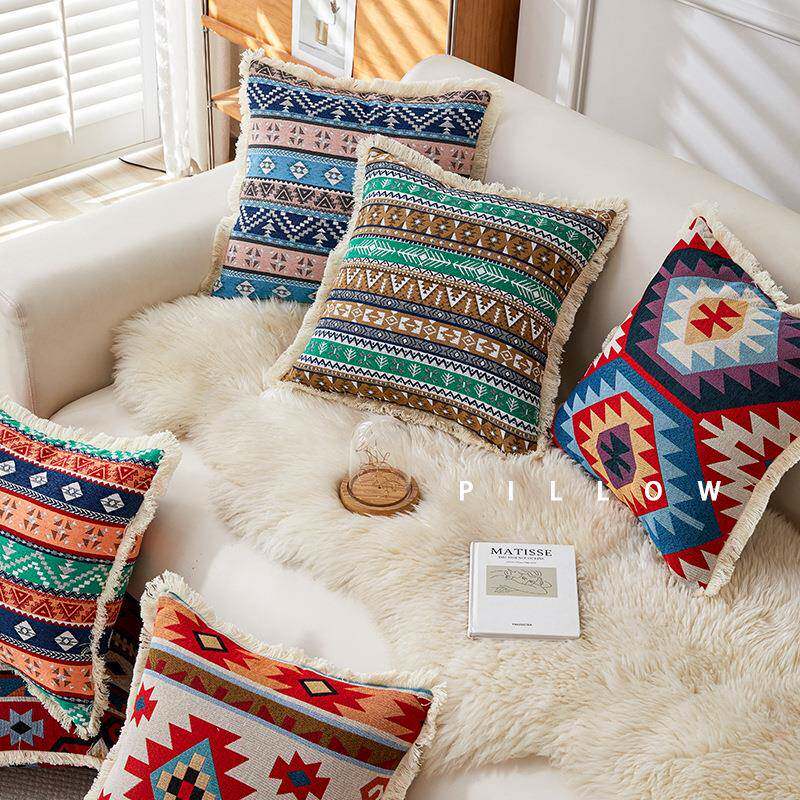 美式乡村复古风棉麻抱枕靠垫靠背不含芯客厅卧室感碎花靠枕g^