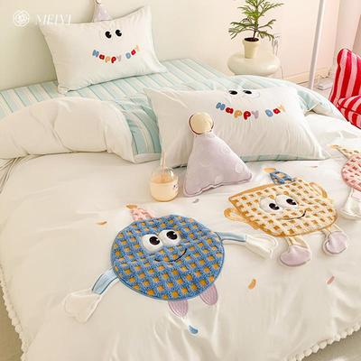 通奇卡新款水洗棉贴布绣四棉件套全裸睡被套YC96540可爱曲风床上
