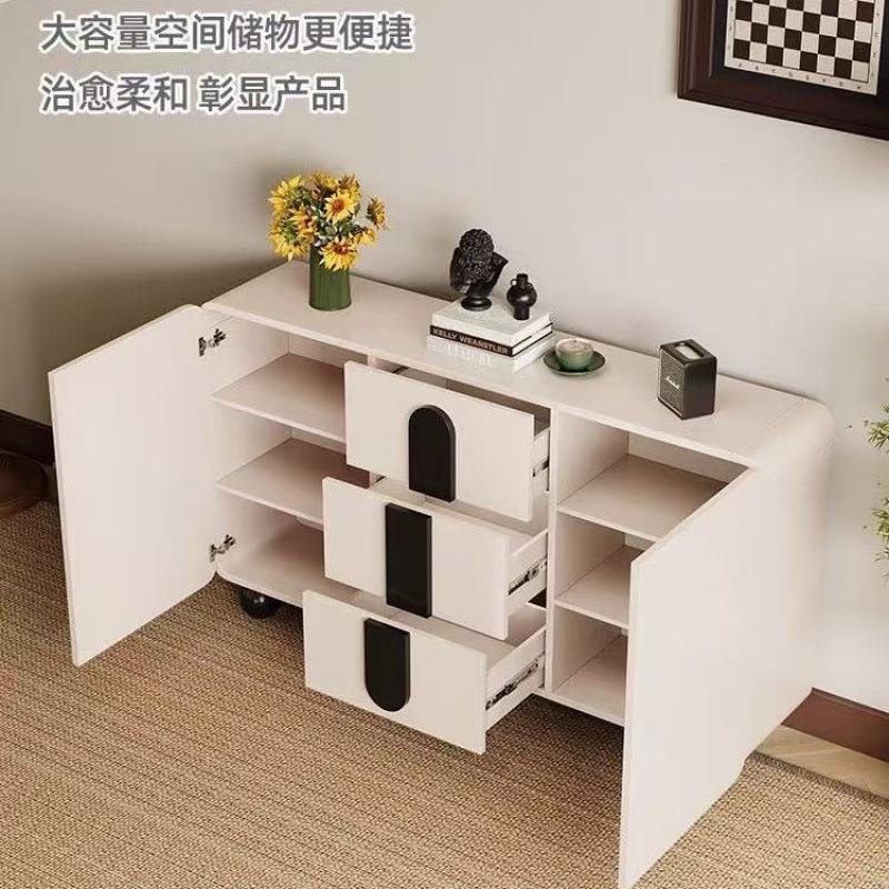 实多木奶油方形餐边柜展示柜简约风户型客厅收纳置物功能小展示