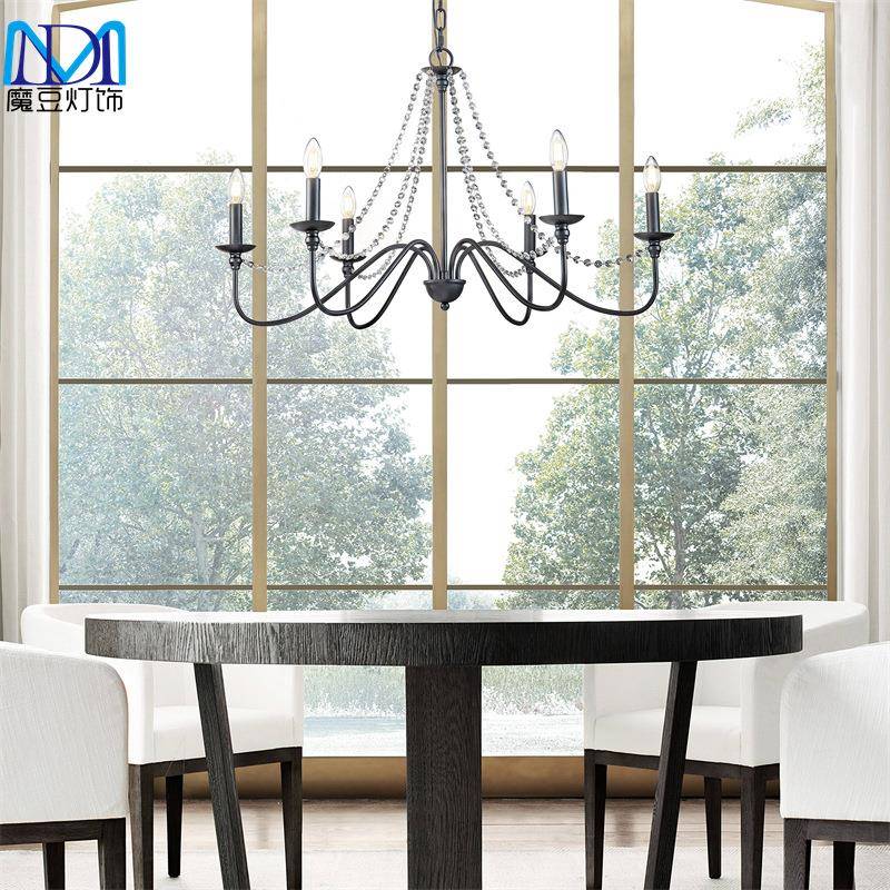 热销铁MD202302艺水晶管灯吊美式工弯客厅业餐厅厨房岛农舍灯具新