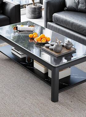 茶厅型家用轻奢现代办公客室钢几化IMQ玻璃茶桌简约意式小户方形