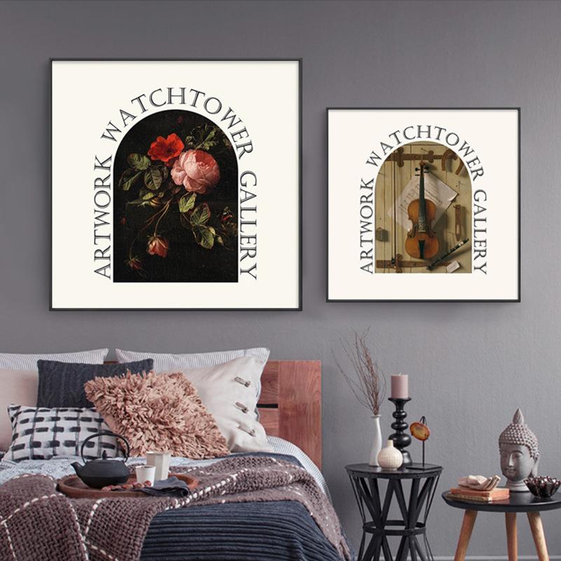 中法式复众古植物花卉装饰画居法式花卉美式家软装玫瑰花小艺术壁