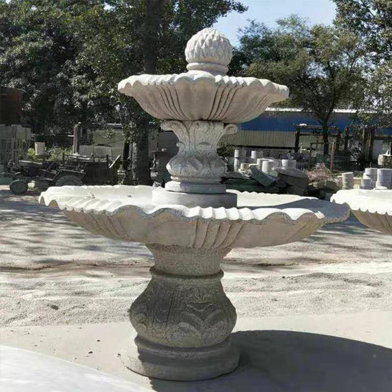 公酒店泉景观流水喷泉黄锈石石雕喷泉摆件吐水鱼石雕KR082112喷雕