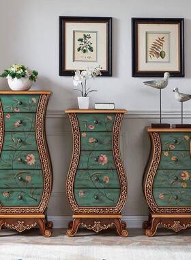 式三四五绘斗柜欧装饰柜收纳柜实木储物柜美式抽PFS29349屉柜彩储