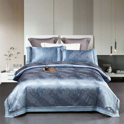 轻奢贡缎提式花四件套四上用床品欧被DQE套床单季家居