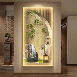 新中式水松迎柏图关装POT饰画客松走廊过道挂画流生财入户玄带灯