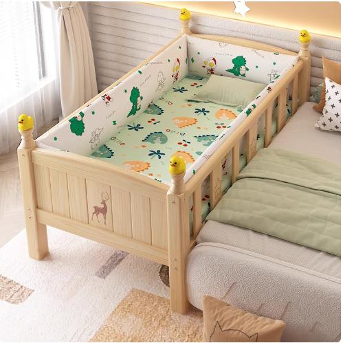 实木儿接童床带护栏儿小床婴男孩女加孩公主床单人床4245边床宽拼