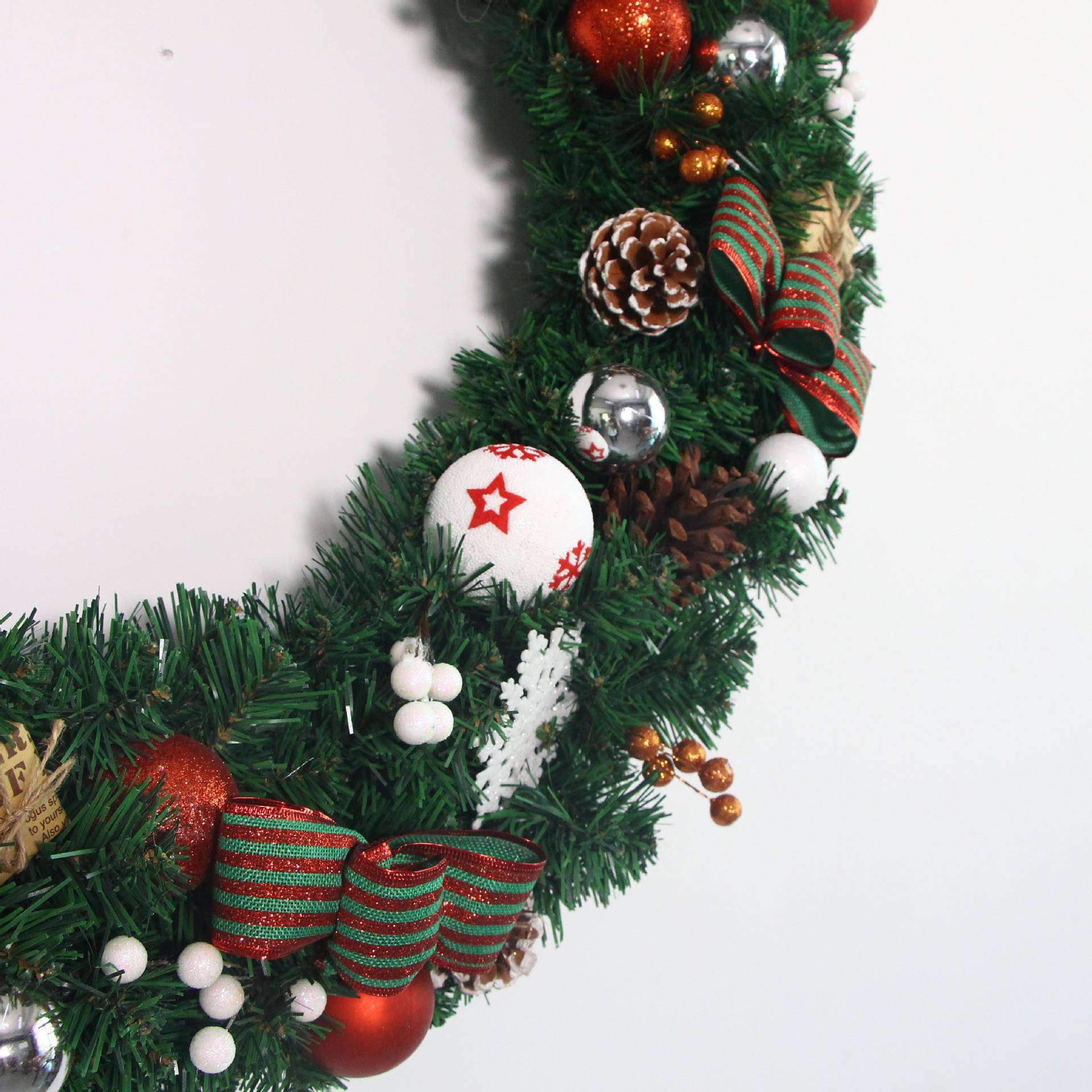 诞花环装饰品新款90cmPV雪C花208环花贴片球圣诞树装圣饰