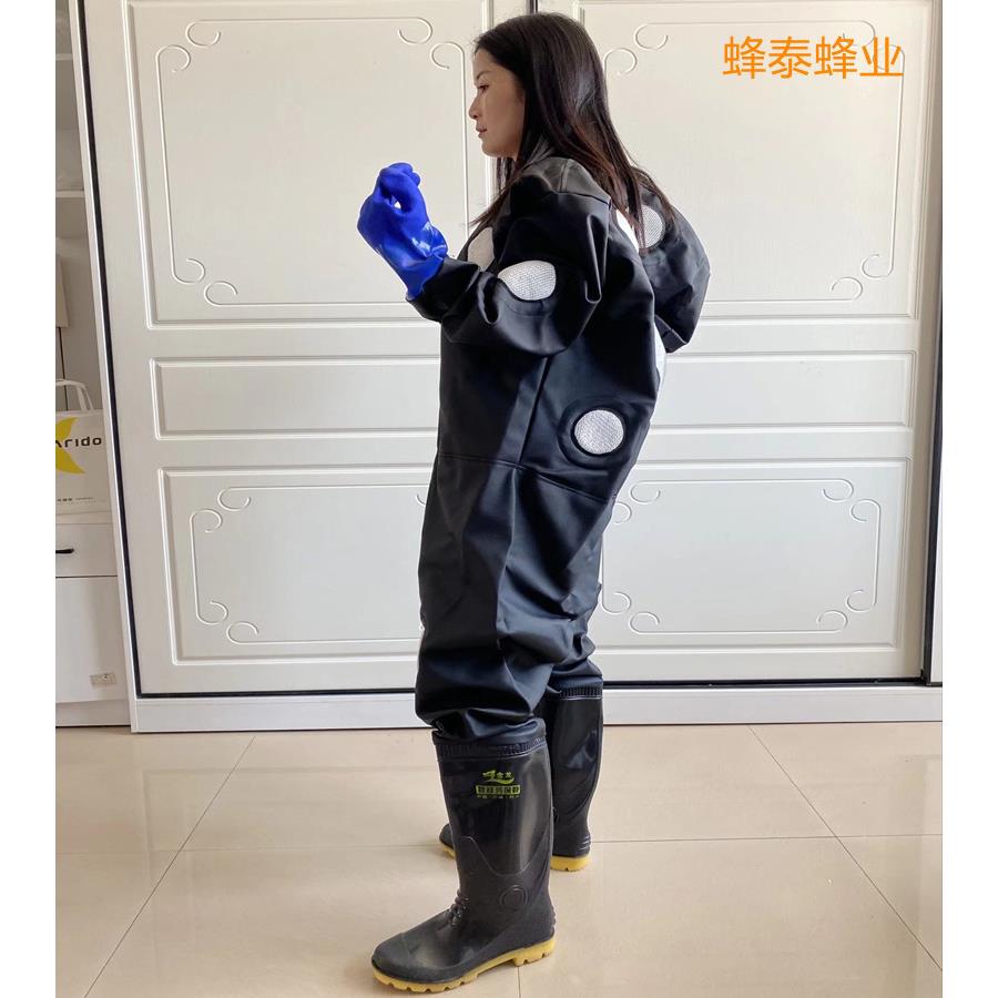 防服马蜂连体衣带散热透气孔蜂马马蜂蜂KPD衣服黑色15孔轻便型马